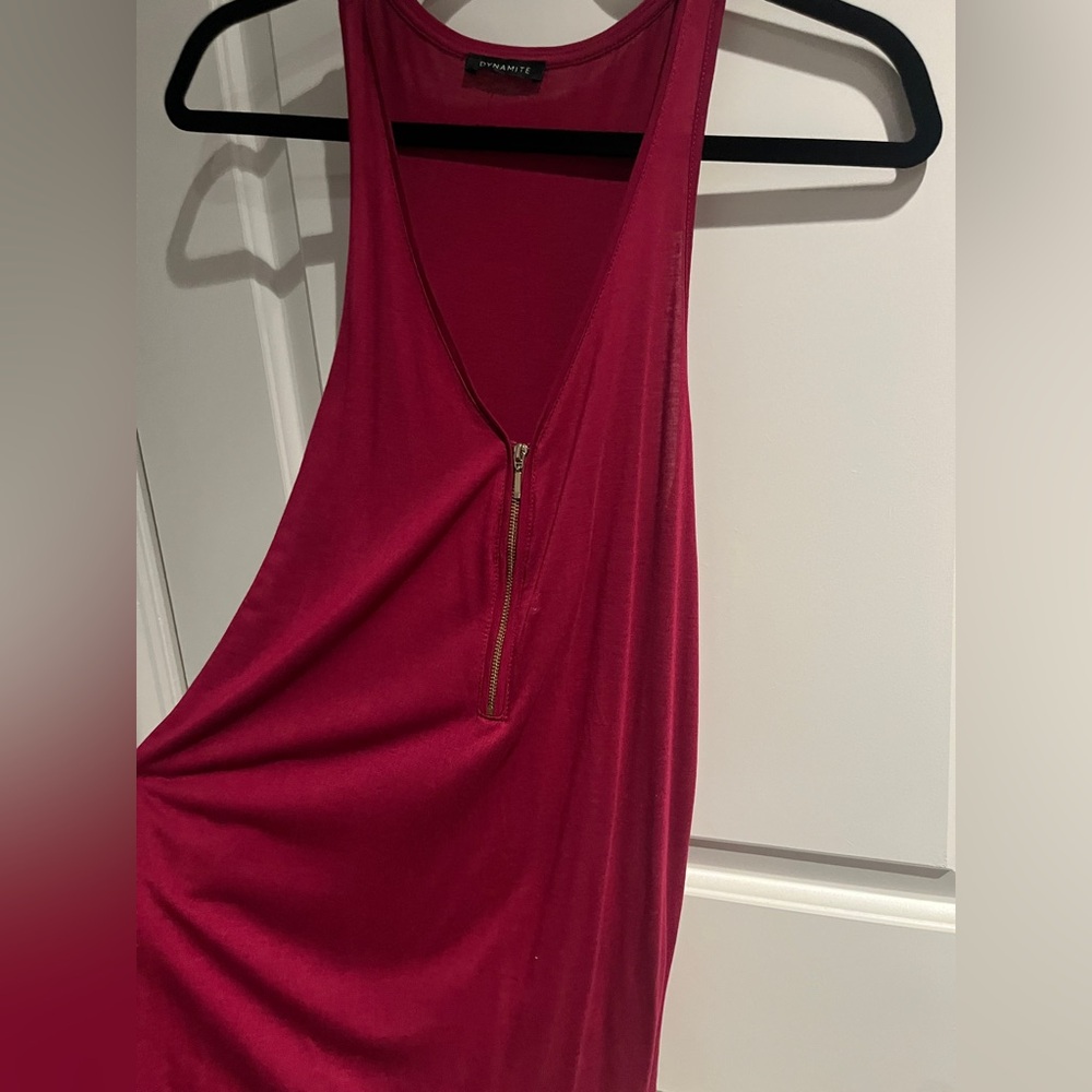 Dynamite henley top with gold zipper